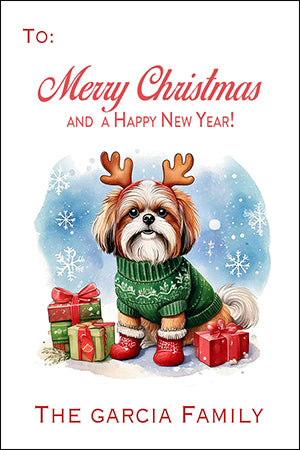 Cutest Shih Tzu Christmas Gift Tag