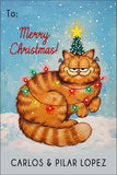Cheeky Garfield Christmas Gift Tag