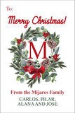 Stunning Wreath Monogram Christmas Gift Tag
