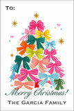 Colorful Bow Christmas Tree Personalized Gift Tags