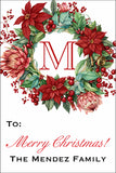 Poinsettia Wreath Personalized Christmas Gift Tags