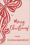 Candy Cane Bow Personalized Christmas Gift Tags