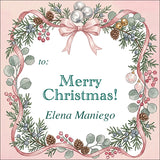 Pink Ribbon Garland Personalized Christmas Gift Tags
