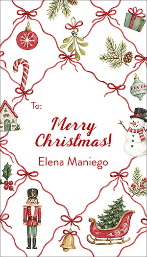Christmas Ribbon Personalized Holiday Gift Tags