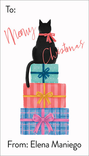 Christmas Cat and Gifts Personalized Gift Tags