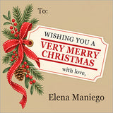 Christmas Ribbon and Greenery Personalized Gift Tags