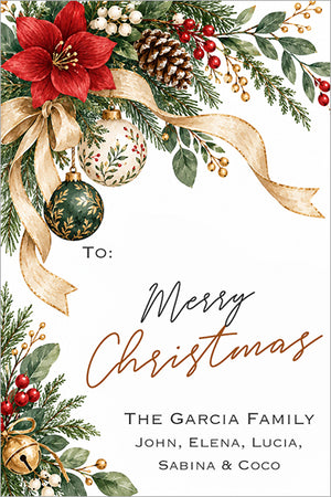 Red Poinsettia Personalized Christmas Gift Tags