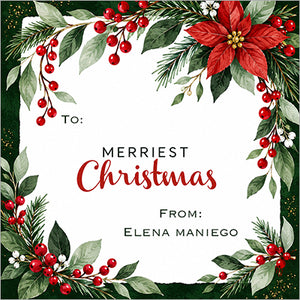 Christmas Greenery and Berries Personalized Gift Tags
