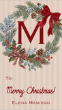 Christmas Wreath Monogram Personalized Gift Tags