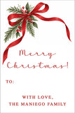 Red Ribbon Personalized Christmas Gift Tags