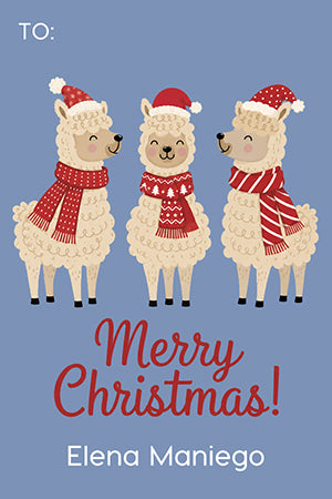 Cheery Alpaca Christmas Holiday Gift Tag