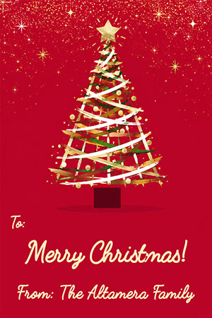 Red and Gold Tree Christmas Holiday Gift Tag