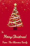 Red and Gold Tree Christmas Holiday Gift Tag