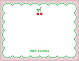Personalized Cherry Border Notecards