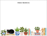 Personalized Book Lover Cat Notecards