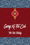 Chinese New Year Pretty Blue Red Tag