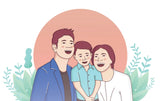 Unique Family Portrait notecard and gift tag set