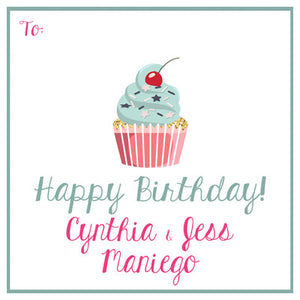 Happy Birthday Cherry Cupcake Gift Tag