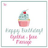 Happy Birthday Cherry Cupcake Gift Tag