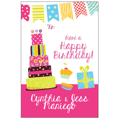 Happy Birthday Cake & Presents Gift Tag