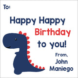 Blue Dinosaur birthday gift tag