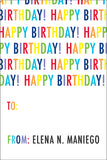 Colorful Words birthday gift tag