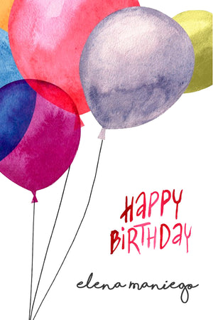 Watercolor Balloons birthday gift tag