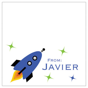 Blue Spaceship Kiddie Gift Tag