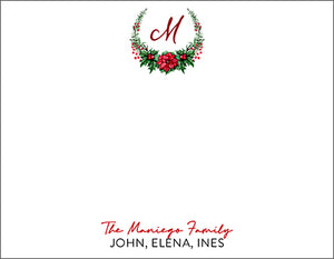Monogram Holiday Wreath Christmas Gift Tag or Notecard