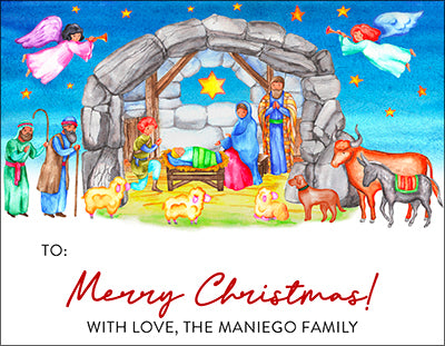 Beautiful Nativity Christmas Gift Tag or Notecard