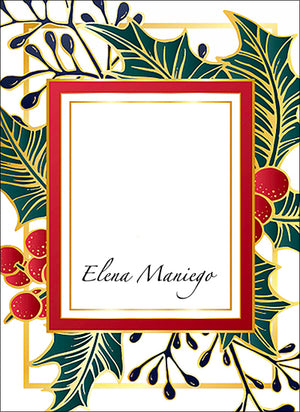Red Frame Botanical Christmas Gift Tag