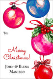 Christmas Balls Watercolor Gift Tag