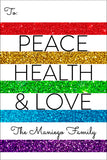 Peace Health Love glittery Christmas Gift Tag