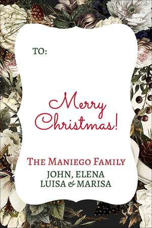 Floral Winter Christmas Gift Tag