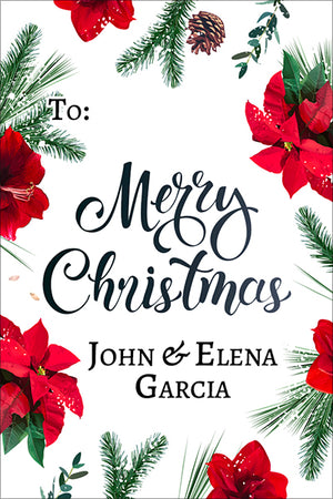 Vivid Poinsettia Merry Christmas Gift Tag