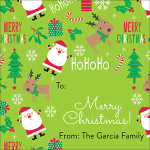 Santa & Reindeer Party Christmas Gift Tag