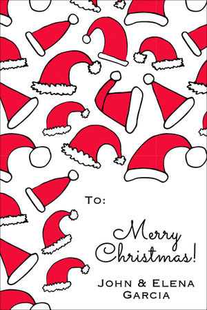 It's Raining Santa Hats Christmas Gift Tag