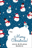 Blue Snowmen Icons Christmas Gift Tag