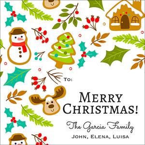Gingerbread Icons Christmas Gift Tag