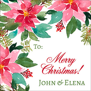 Most Stunning Poinsettia Bouquet Christmas Gift Tag