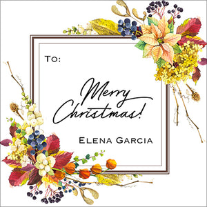 Floral Framed Christmas Gift Tag