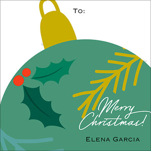 Green Holiday Ball Christmas Gift Tag