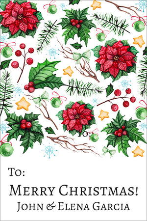 Fabulous Holiday Flowers Christmas Gift Tag