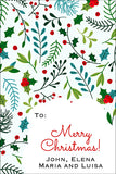 Botanical Christmas Pattern Gift Tag