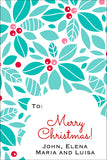 Floral Blue Christmas Pattern Gift Tag