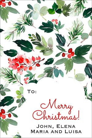 Wispy Greens Christmas Pattern Gift Tag
