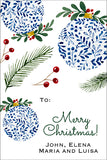 Blue Holiday Balls Christmas Gift Tag