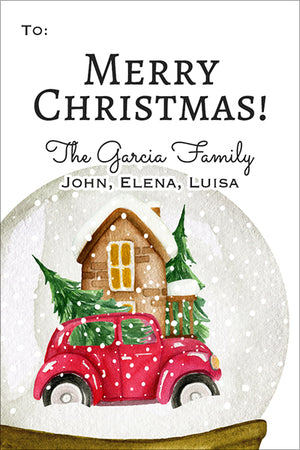 Holiday Snow globe Christmas Gift Tag