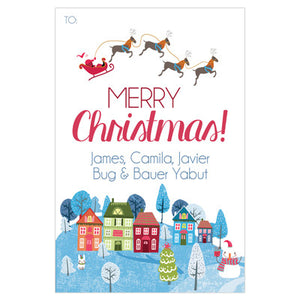 Santa Christmas Village Holiday GIft Tag