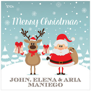 Santa & Reindeer Holiday GIft Tag